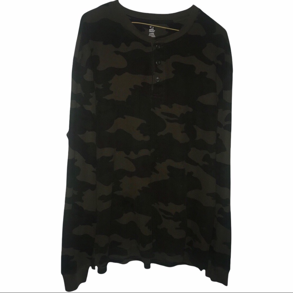 Mens Camo Open Trails Henley Shirt XL